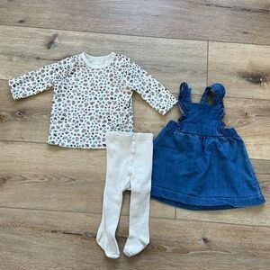 0-3 Month Denim Dress Floral Outfit